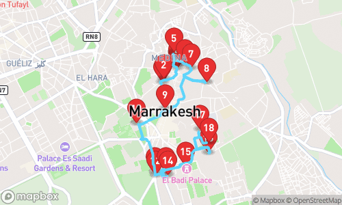 Majestic Marvels: A Walk Through Historic Marrakech tour map