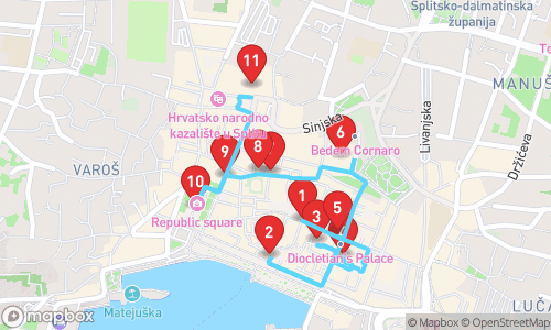 The Timeless Wonders: A Historic & Cultural Tour Through Split tour map