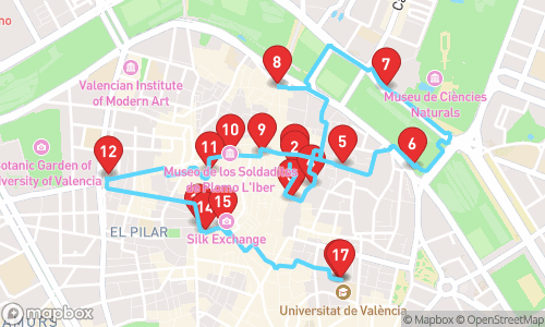 Visite guidée de Valence: Découverte de l'histoire, de l'art et de la culture tour map