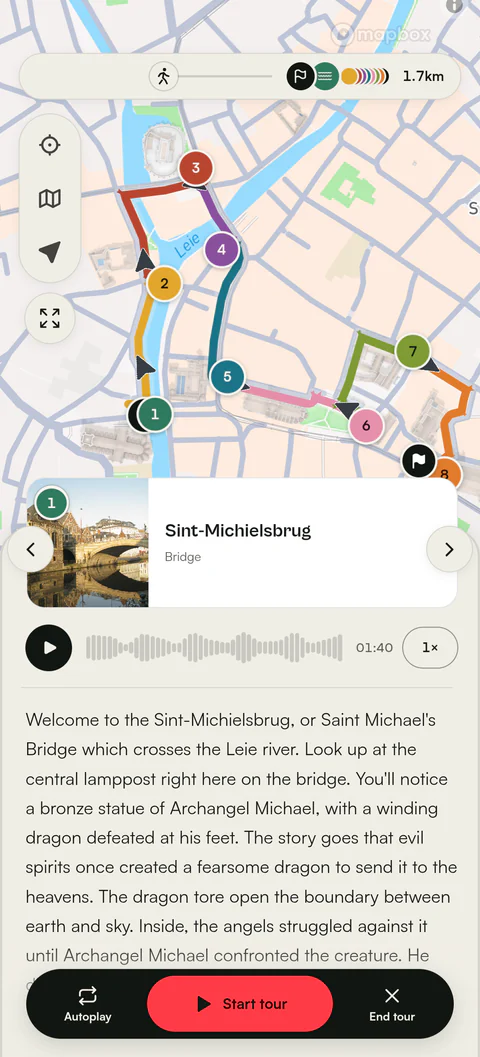 TourGuide live walk with the next stop playing