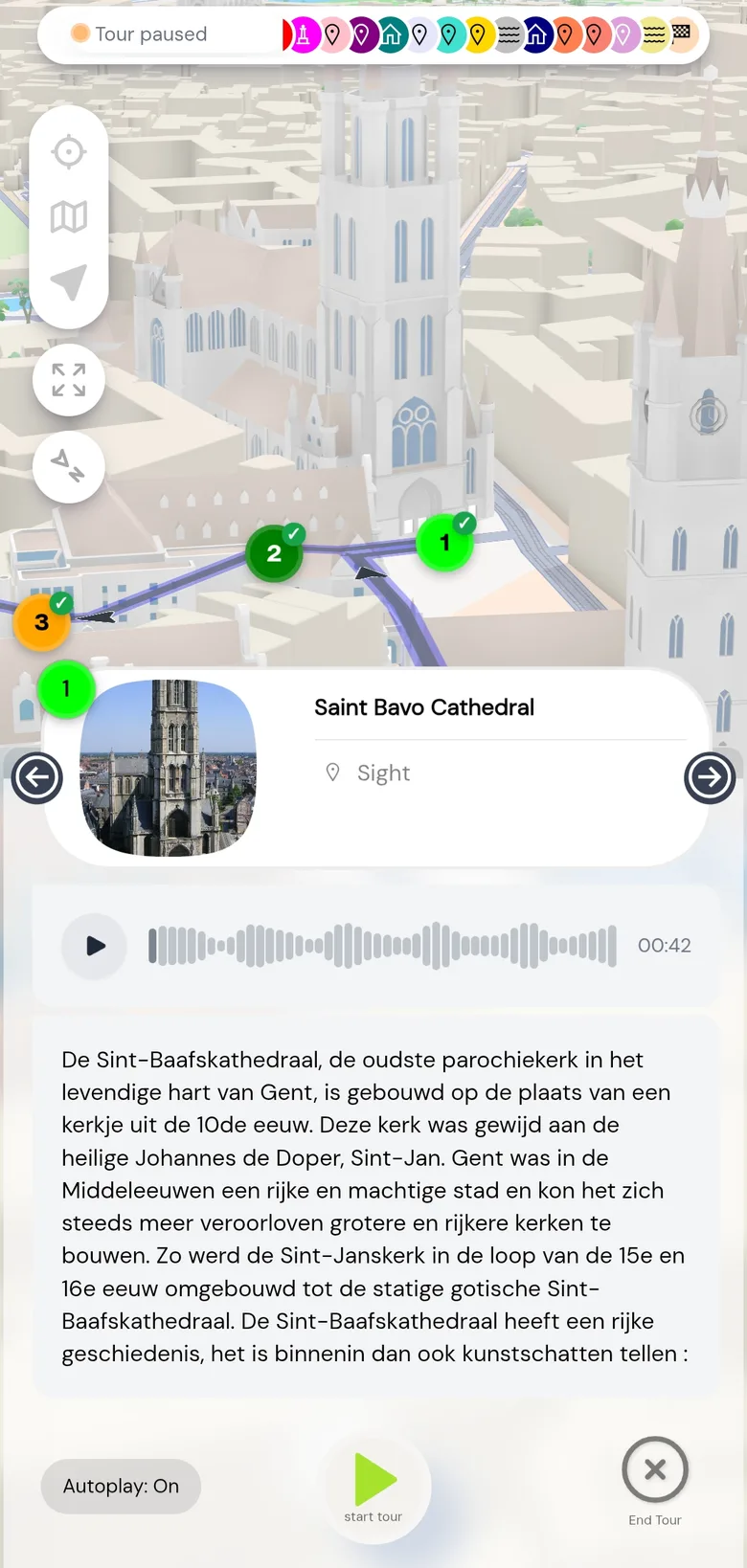 TourGuide live walk with the next stop playing